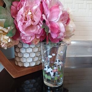 Vintage Morning Star Cute Frolicking Cow Print Juice Glass Tumbler